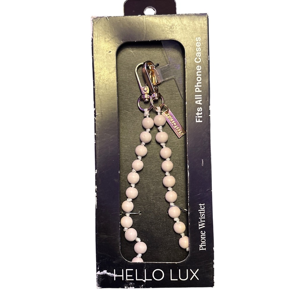 NEW Hello Lux White Beaded Phone Wristlet Strap Universal Phone Case 12.6"